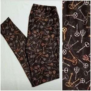 NWT Victorian Steampunk Skeleton Keys Tween - OS Adult 0-4 Black Leggings